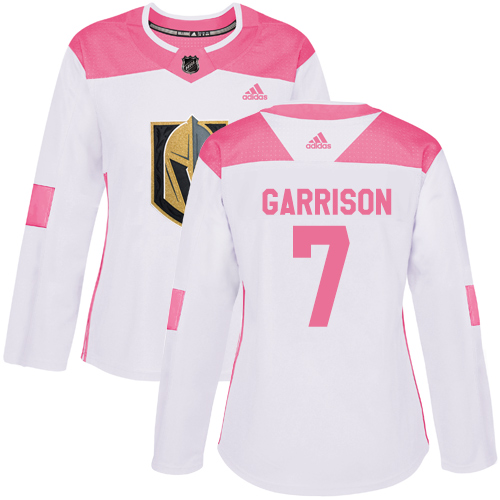Adidas Golden Knights #7 Jason Garrison White/Pink Authentic Fashion Women's Stitched NHL Jersey